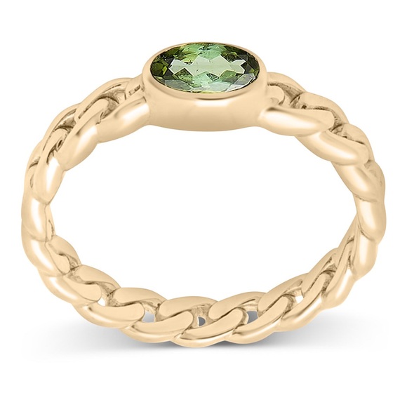 Audrey by Aurate Green Tourmaline Chain Link Ring in Gold Vermeil - Picture 4 of 8